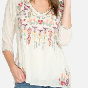 Embroidered Floral Cream Top